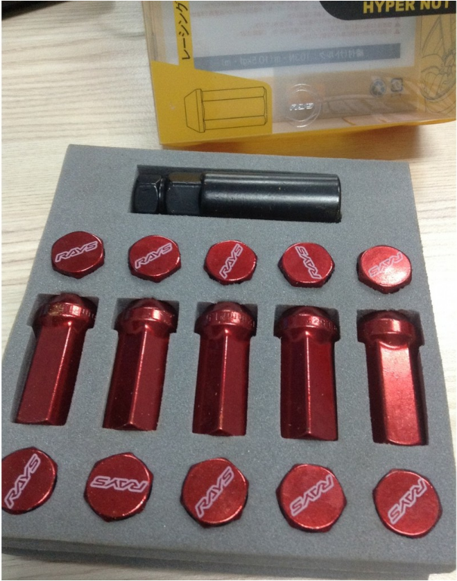 RED Rays Hyper Nut Steel Lug Nut 12mm x 1.5mm 20pcs with Hex Adaptor