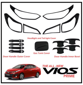Toyota Vios Prime 2019-2021 Gen 4 Garnish Set Combo Cover (Matte Black)