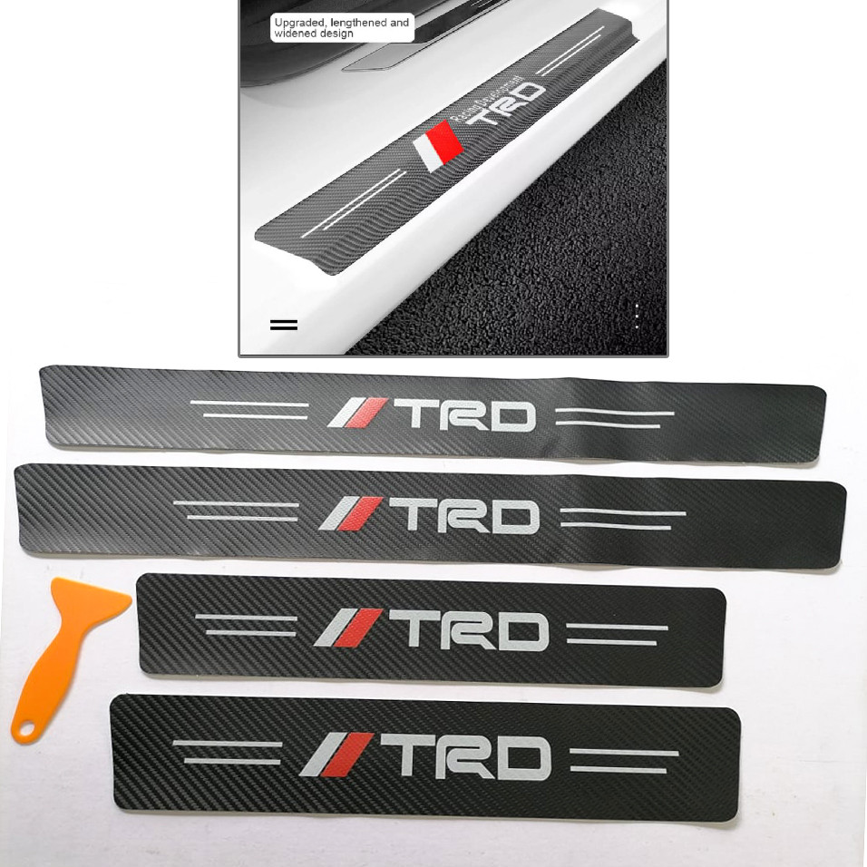 TRD Carbon Fiber Decal Car Door Step Sill Protector Sticker Decal 4pcs Stepsill