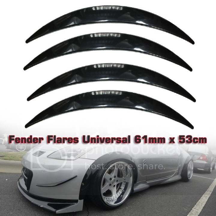 4pcs Black Car Wheel Eyebrow Arch Protector Trim Fender Flare Universal 61mm x 53cm
