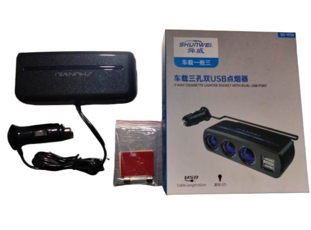 SHUNWEI Dual USB Car Charger 3 Cigarette Lighter Socket Splitter Power Adapter QC3.0 Fast Charging