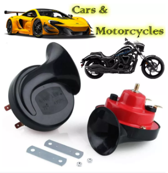JN-002 CAR HORN UNIVERSAL (RED & BLACK) 12V Hi/Lo 118db Snail Horn Super Loud