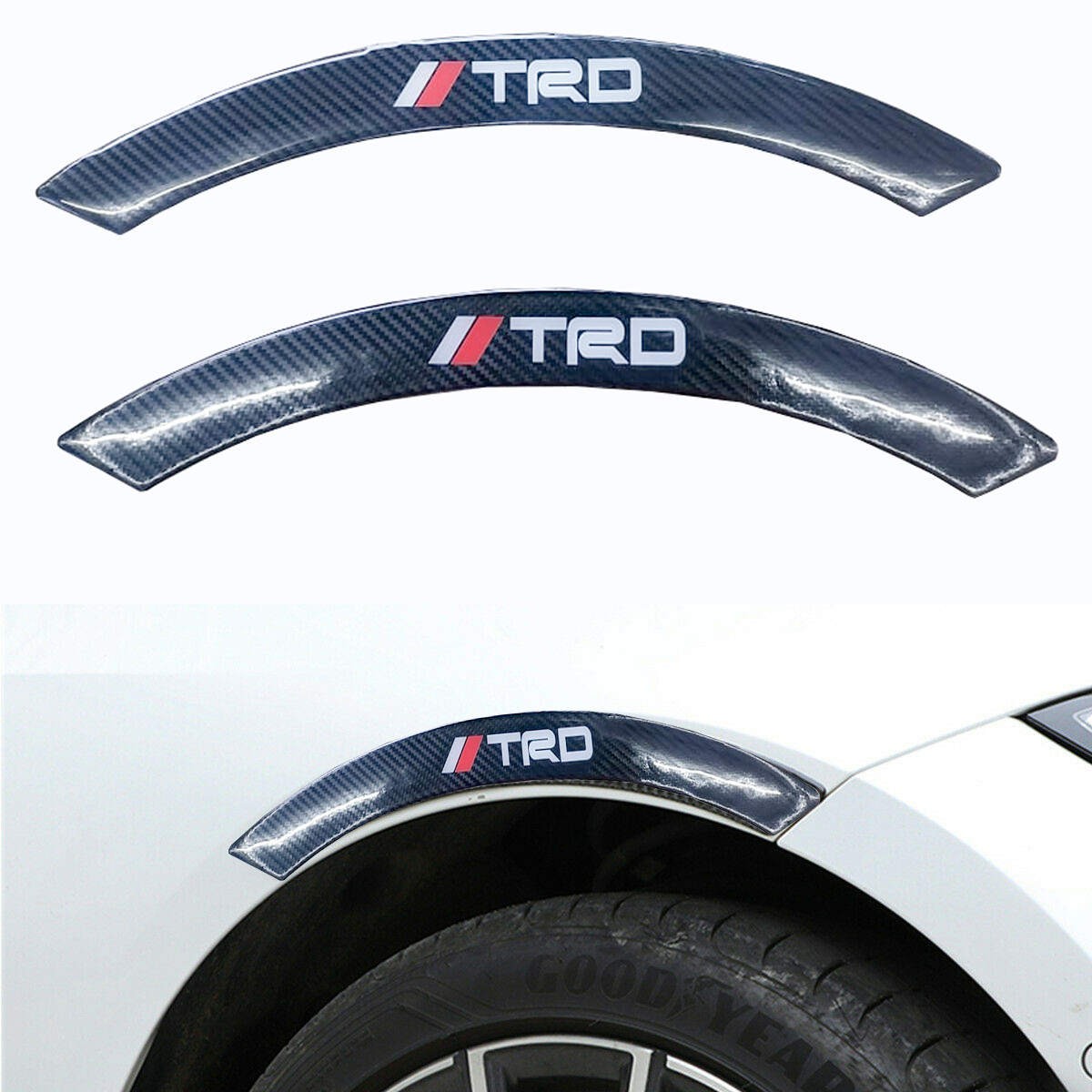 2PCS TRD Car wheel eyebrow strip fender arch trim protector sticker carbon Anti-Collision