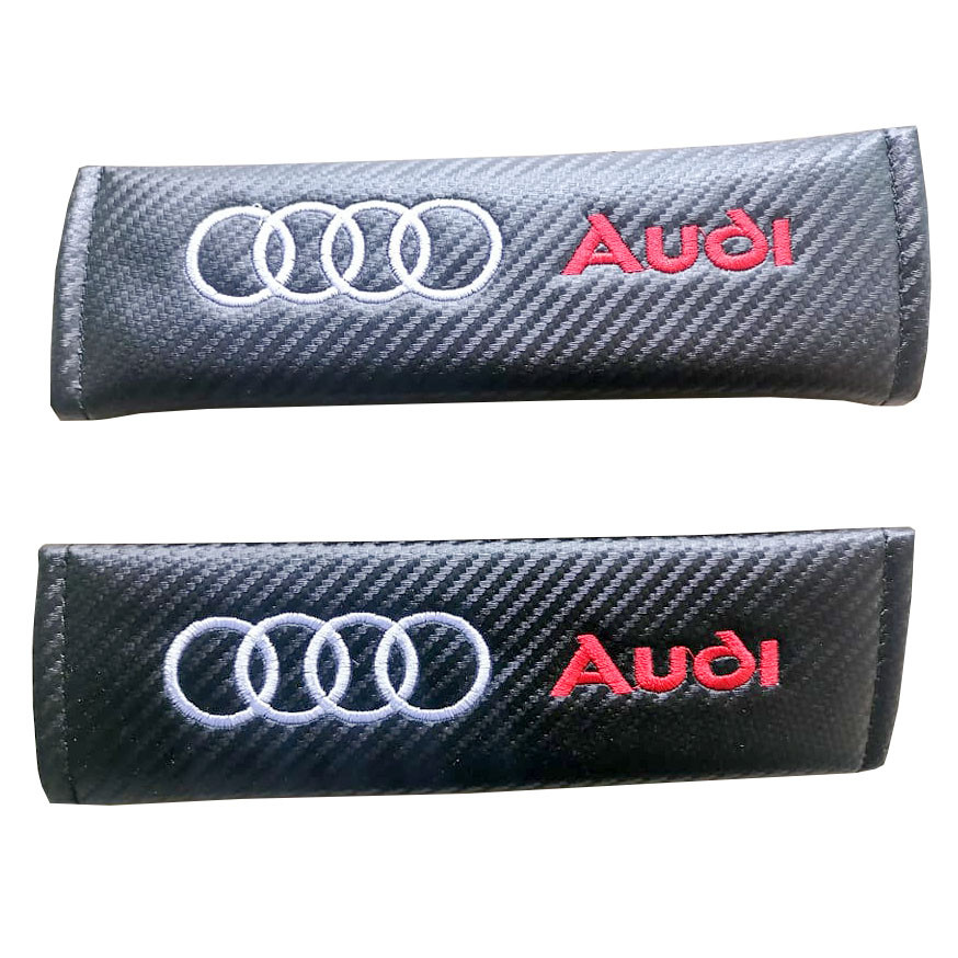 2pcs AUDI Car Seat Belt Shoulder Pad Carbon Fiber Sports Design Seat Belt Cover