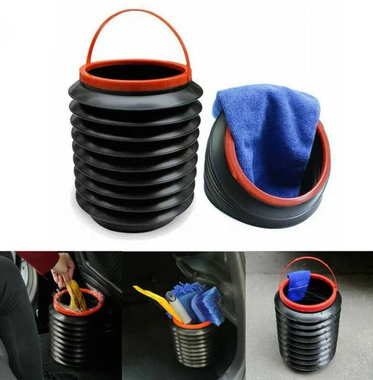 Foldable Car Trash Can Telescopic Bucket Folding Storage Bin Waste Handy Space Saver