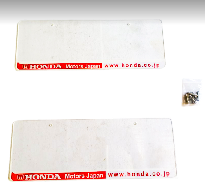 2Pcs Car Plate Cover with HONDA MOTORS Logo Universal FREE SCREW BOLTS STAINLESS