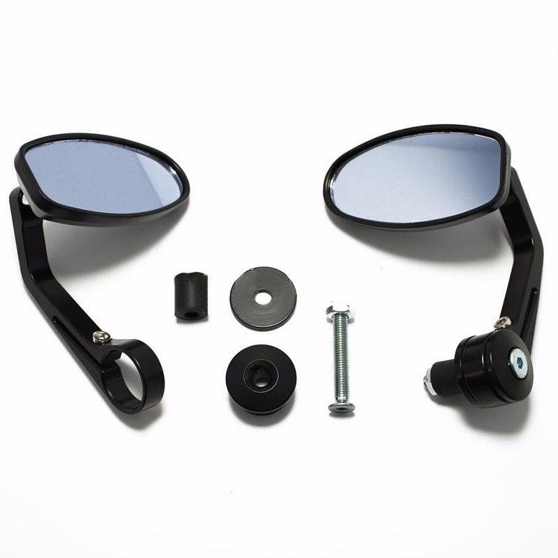 MSM-0013 BLACK Handle Bar End Side Mirror Oval Universal Motorcycles