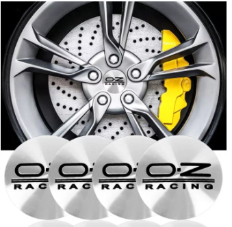 4PCS 56mm O.z Racing Car Center Cap Emblem Wheel sticker Hub Caps Mags Silver 3D OZ