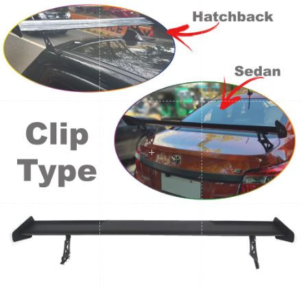 WY-104 UNIVERSAL ALUMINUM SPOILER SINGLE BLADE WING (CLIP TYPE) Fit for Hatchback and Sedan Cars
