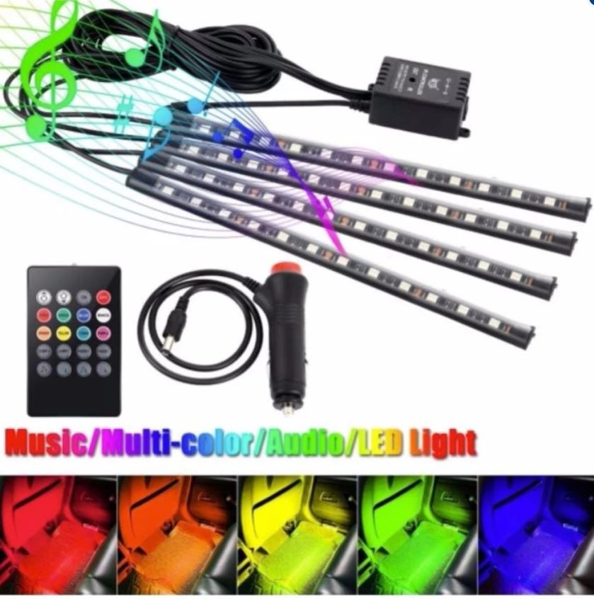 18 LED Car Floor Lights Atmosphere 4pcs RGB LED Strip Light