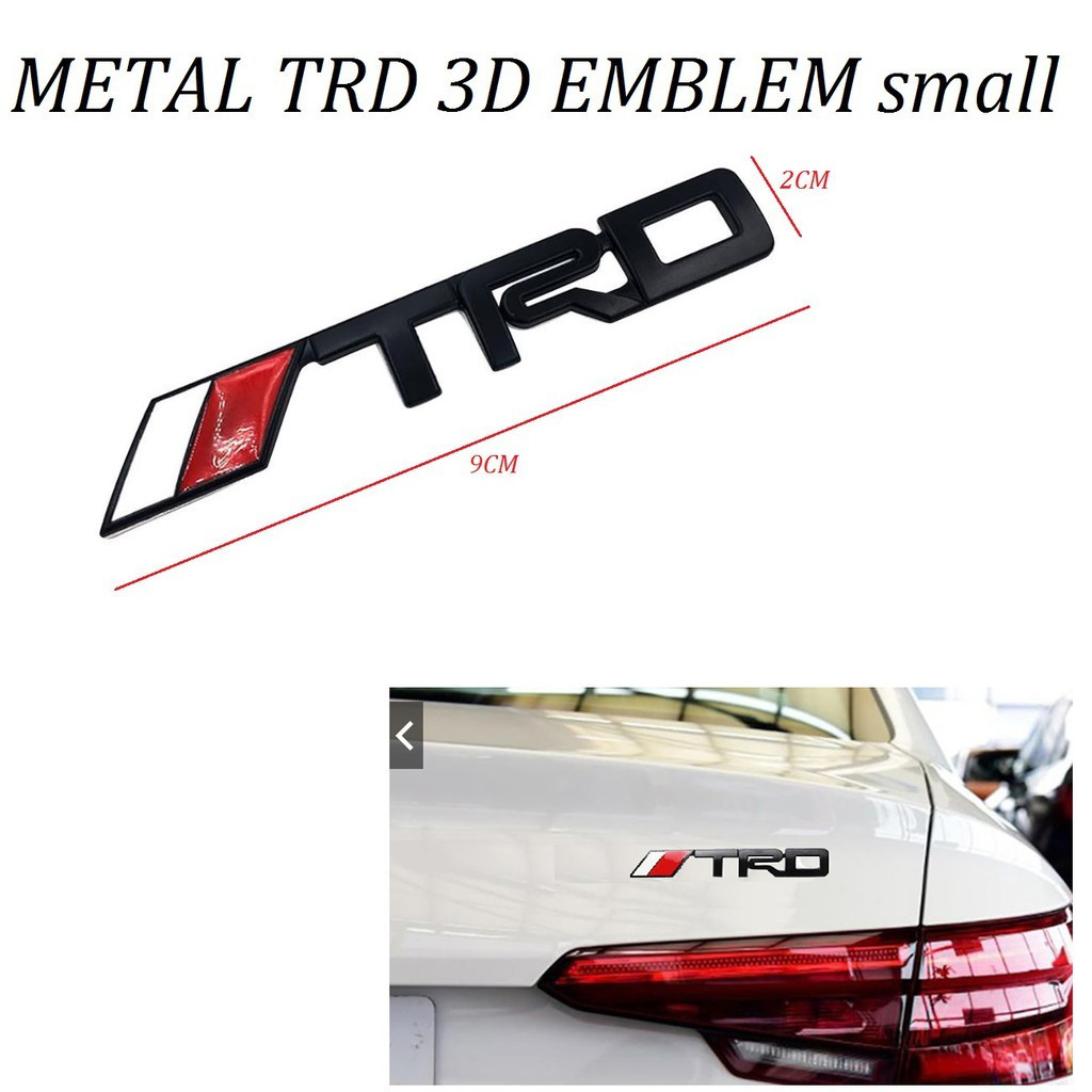 9cm 3D TRD Emblem Chrome Metal Car Sticker for Toyota Racing Auto Logo Small Size BLACK