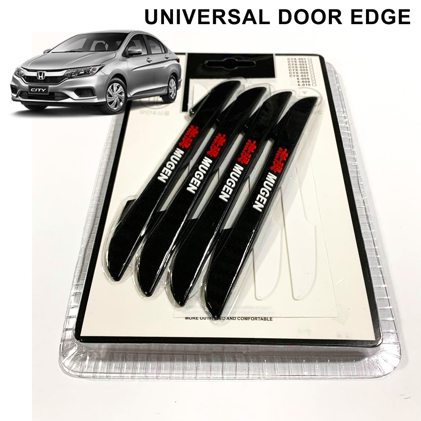 4PCS MUGEN POWER Door Guard Auto Car Door Edge Corner Protection Scratch Protector CARBON