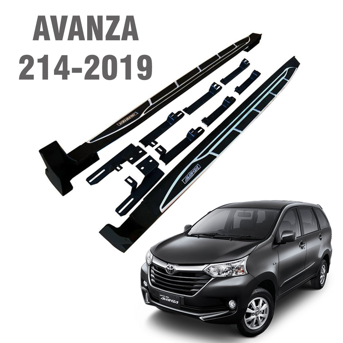 Toyota Avanza 2014-2019 Stepboard (Silver/Black) Step Board Running Boards Side Step Bar