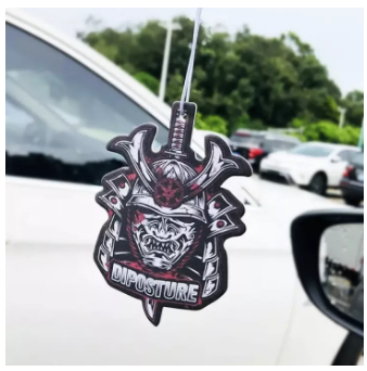JDM Japan Warrior DIPOSTURE Badge Car Paper Air Freshener Auto Hanging Perfumed Fragrance (Black Ice)