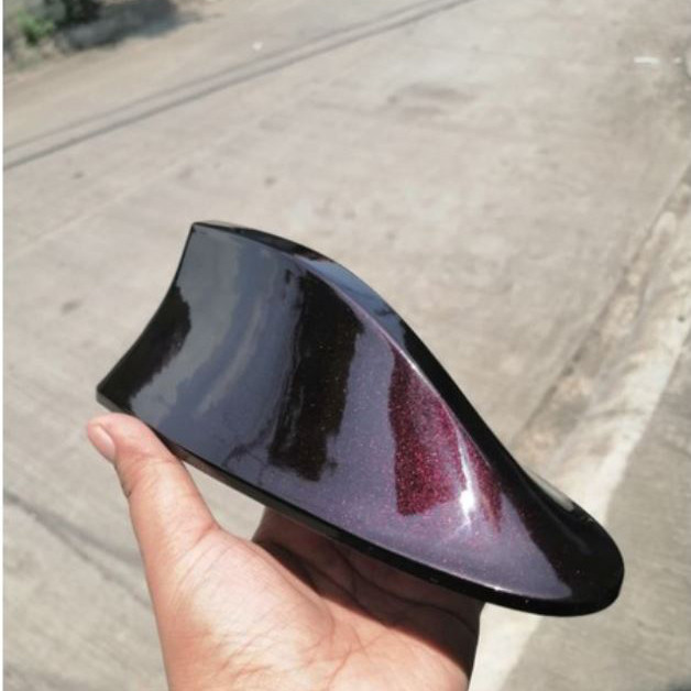 Original Universal Shark Fin Roof Antenna Radio Signal Metallic BLACKISH RED