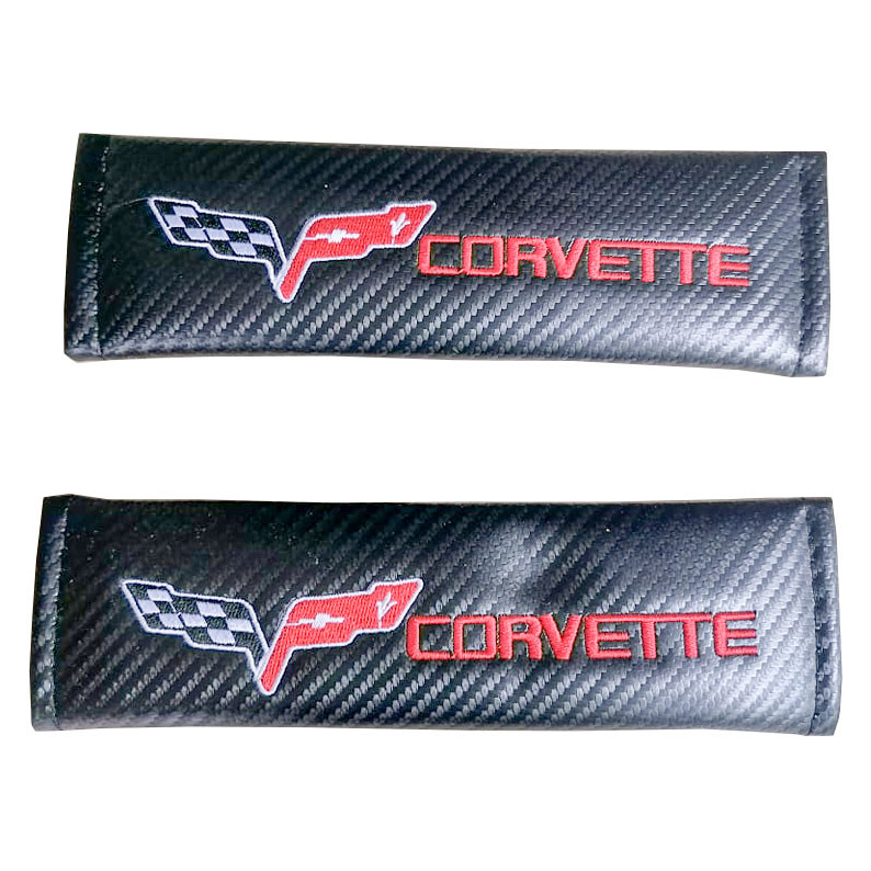 CORVETTE 2pcs Car Seat Belt Shoulder Pad Carbon Fiber Sports Design Seat Belt Cover