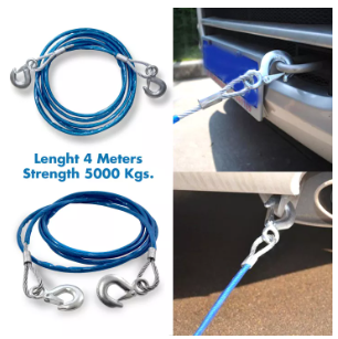 5 Tons 4 Meter Steel Wire Car Tow Rope Cable Towing Pull Strap Cable With Hook