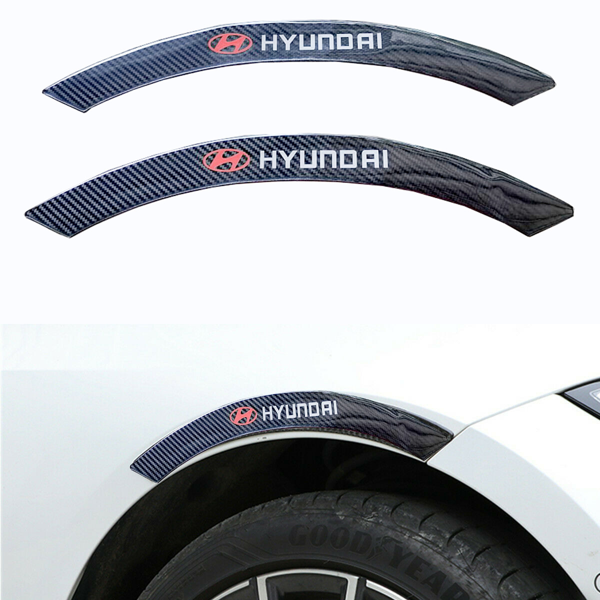 2PCS HYUNDAI Car wheel eyebrow strip fender arch trim protector sticker carbon Anti-Collision