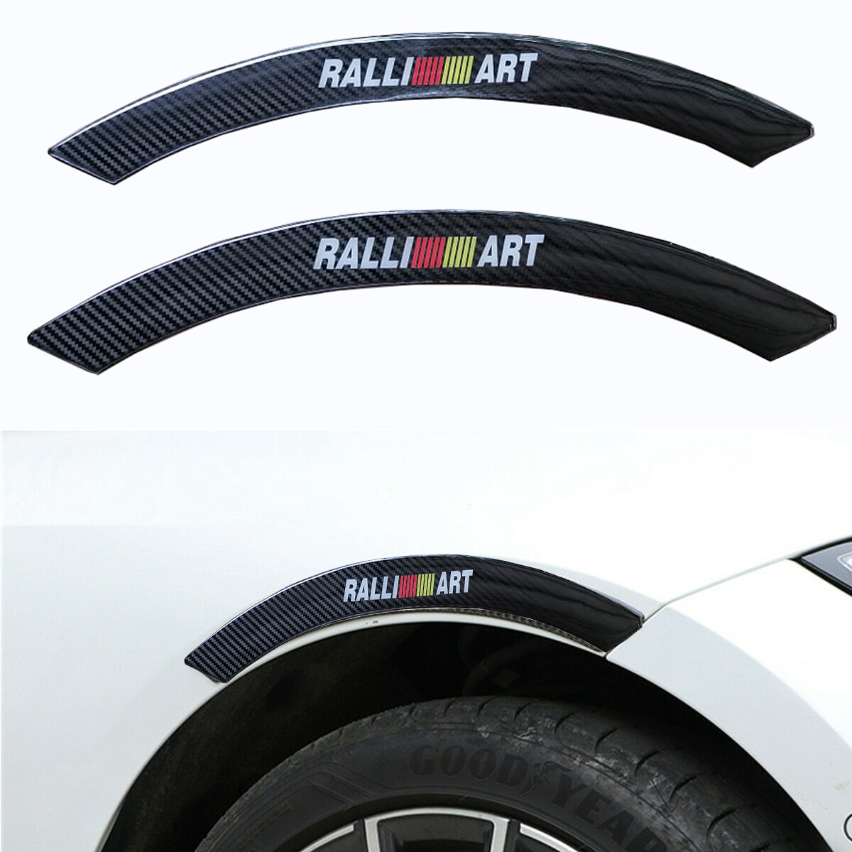 2PCS RALLI ART Car wheel eyebrow strip fender arch trim protector sticker carbon Anti-Collision