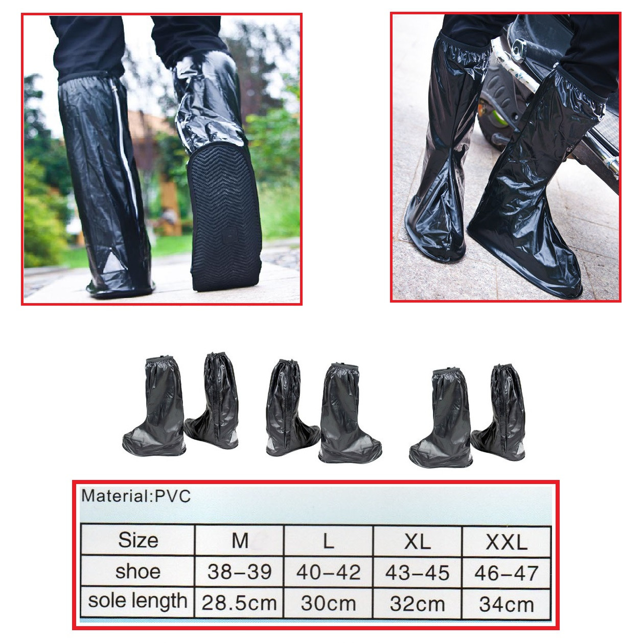 Bike Motorcycle Rain Shoe cover with back reflector