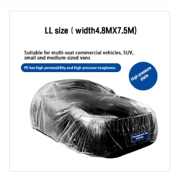 LL - PE CAR COVER Transparent Clear PE film rain cover Cars Hatchback Sedan
