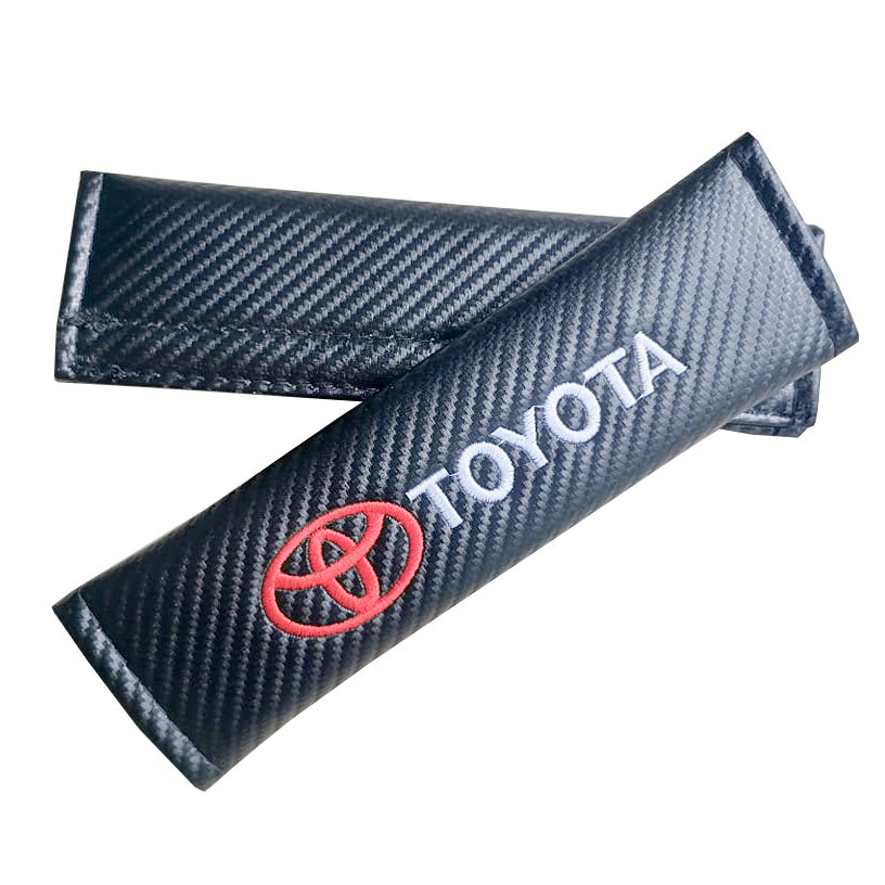 TOYOTA 2pcs Car Seat Belt Shoulder Pad Carbon Fiber Color Sports Design Seat Belt Cover
