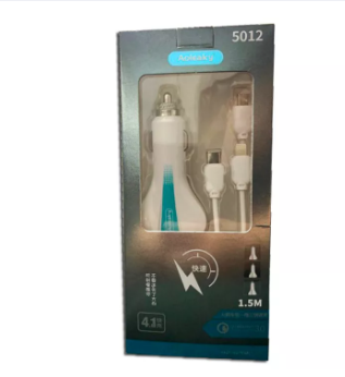 Aoleaky 3 in 1 Car Charging Cable 3.0 Quick Charge Car Charger with 2 Port USB