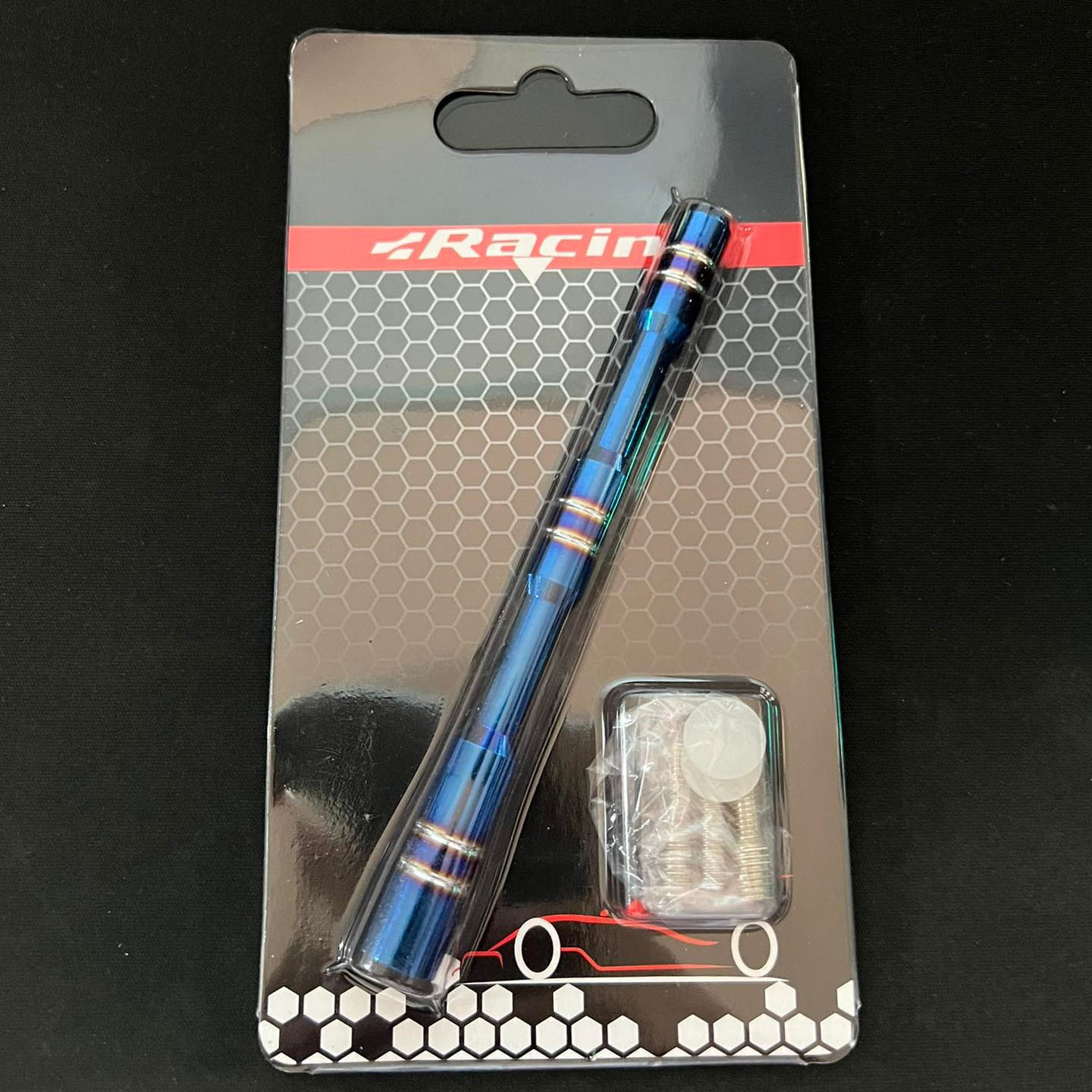 Code#03 TITANIUM BLUE CAR STICK ANTENNA universal CNC Alloy 13cm FM/Am Signal Radio