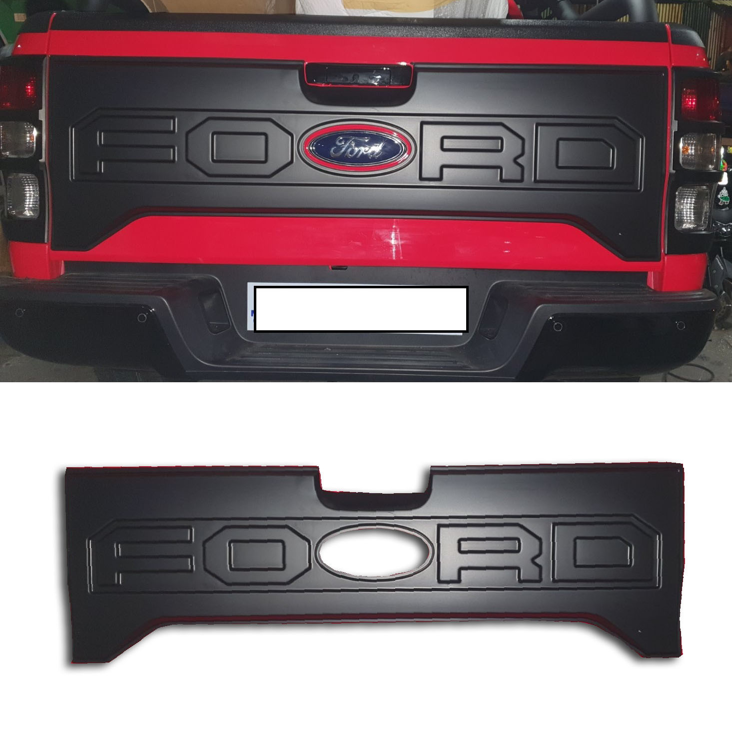 XHQP-TS060 FORD RANGER wildtrack XLT/XLS TAILGATE COVER W/ HOLE Emblem Trunk Lid clad cover cladding