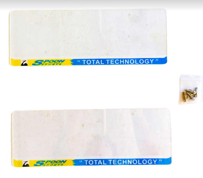 2Pcs Car Plate Cover with SPOON Logo Universal FREE SCREW BOLTS STAINLESS