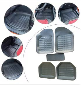Leather Universal Car Floor Matting 5pcs Black Auto Floor Liner Mat Front Rear All Weather