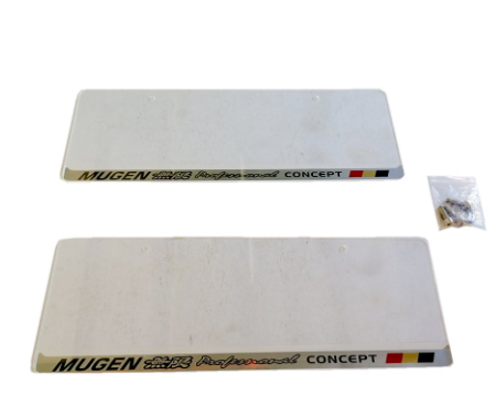 2Pcs Car Plate Cover with MUGEN Logo Universal FREE SCREW BOLTS STAINLESS