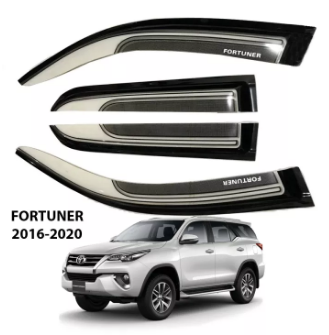 CDMYD-007C Toyota Fortuner 2016-2020 Two Tone Rain Visor White+Black Two-Toned Thin and Transparent