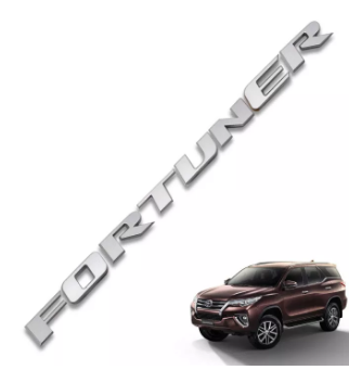 ABS Silver Chrome Toyota Fortuner Hood Emblem 3D High Quality Made in Thailand