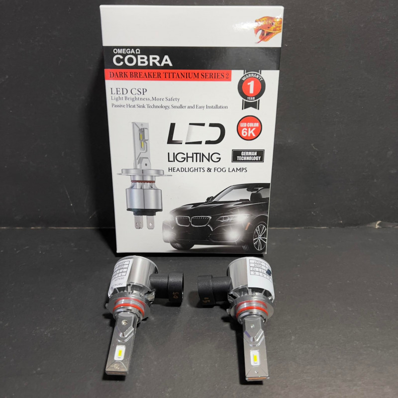 9005 HB3 OMEGA COBRA DARK BREAKER TITANIUM SERIES 2 LED CSP BULB LIGHT CAR HEADLIGHT AND FOG LAMP 6000K