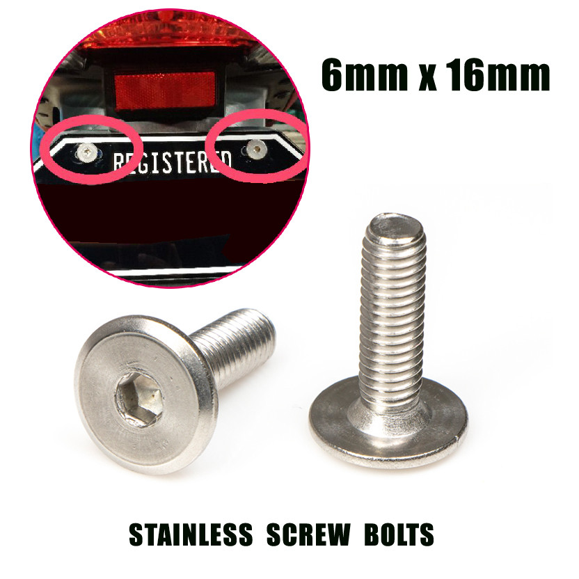 6mm x 16mm Screw Bolts Stainless Steel Allen Type good for Plate Number