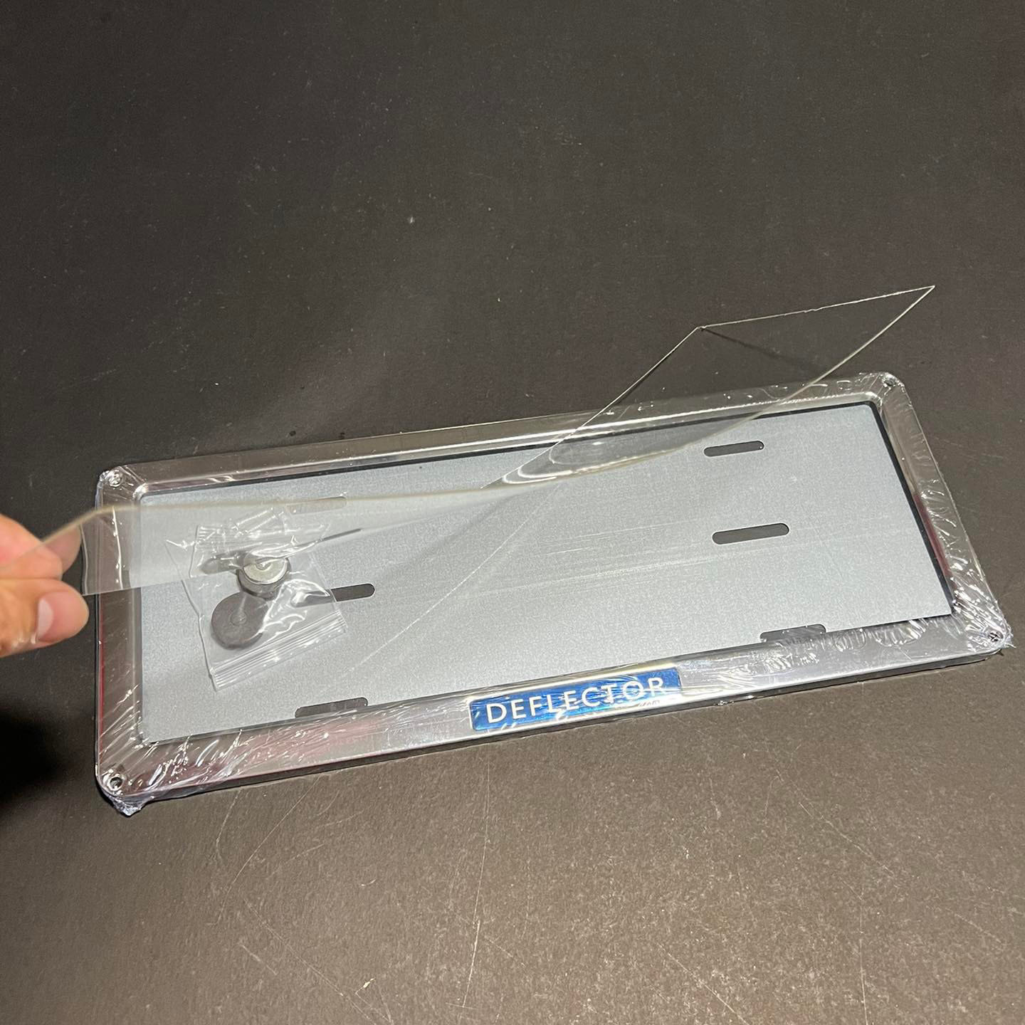 1PC Car Plate Cover Deflector Chrome Plate License Frame Cover with Clear Number Cover