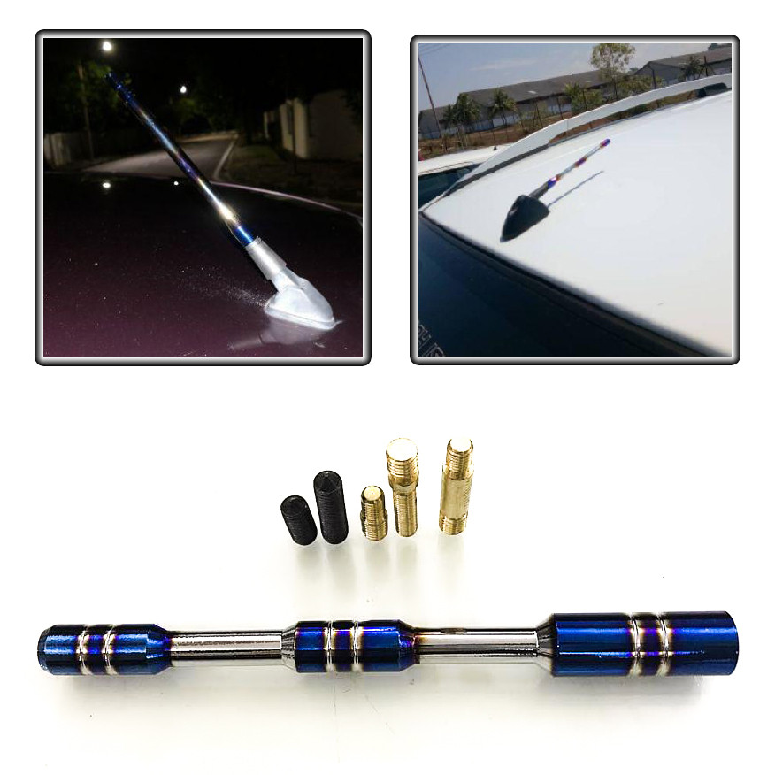 Code#01 TITANIUM CAR STICK ANTENNA universal CNC Alloy Two Tone 13cm FM/Am Signal Radio