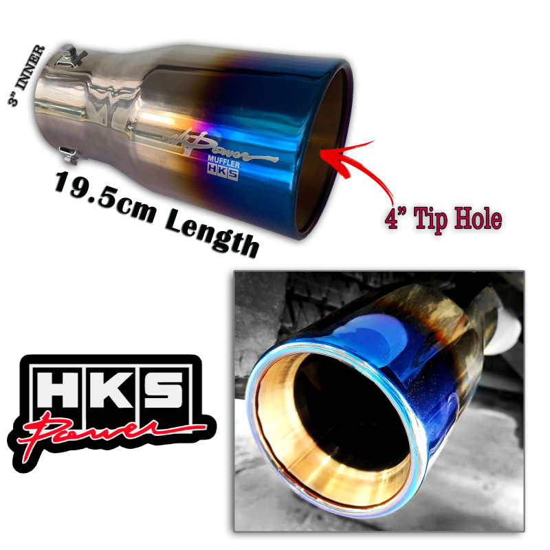 B201 HKS Muffler Tip BIG Straight 3 inches Inner 19.5cm Length with 4 inches Tip hole 3.0