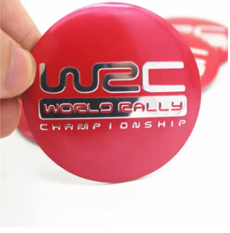Center Cap 56mm Emblem Wheel sticker Hub Caps Center Mags 4pcs Red WRC FIA World Rally Championship