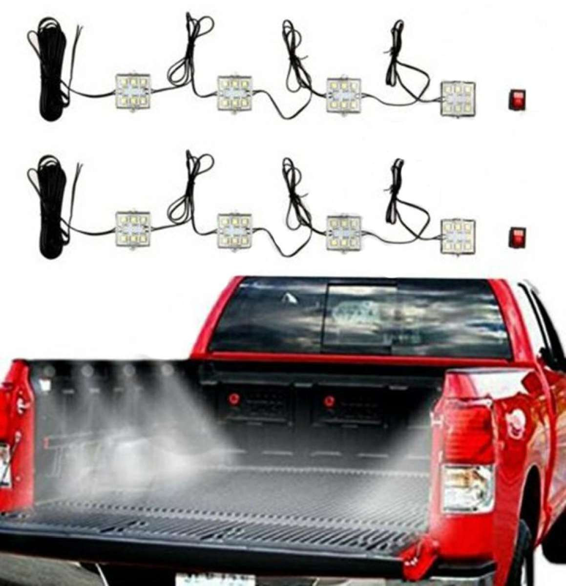 8pcs LED Lights with Harness and Switch ON/OFF Truck Bed Liner Lighting Light Kit for Pick Up