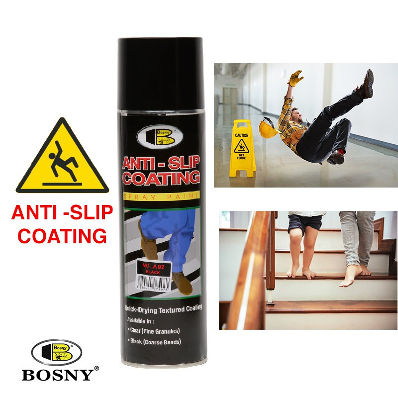 Bosny No. A02 Anti Slip Coating (Black) Spray Paint Anti-Slip Quick Drying Textured Coating
