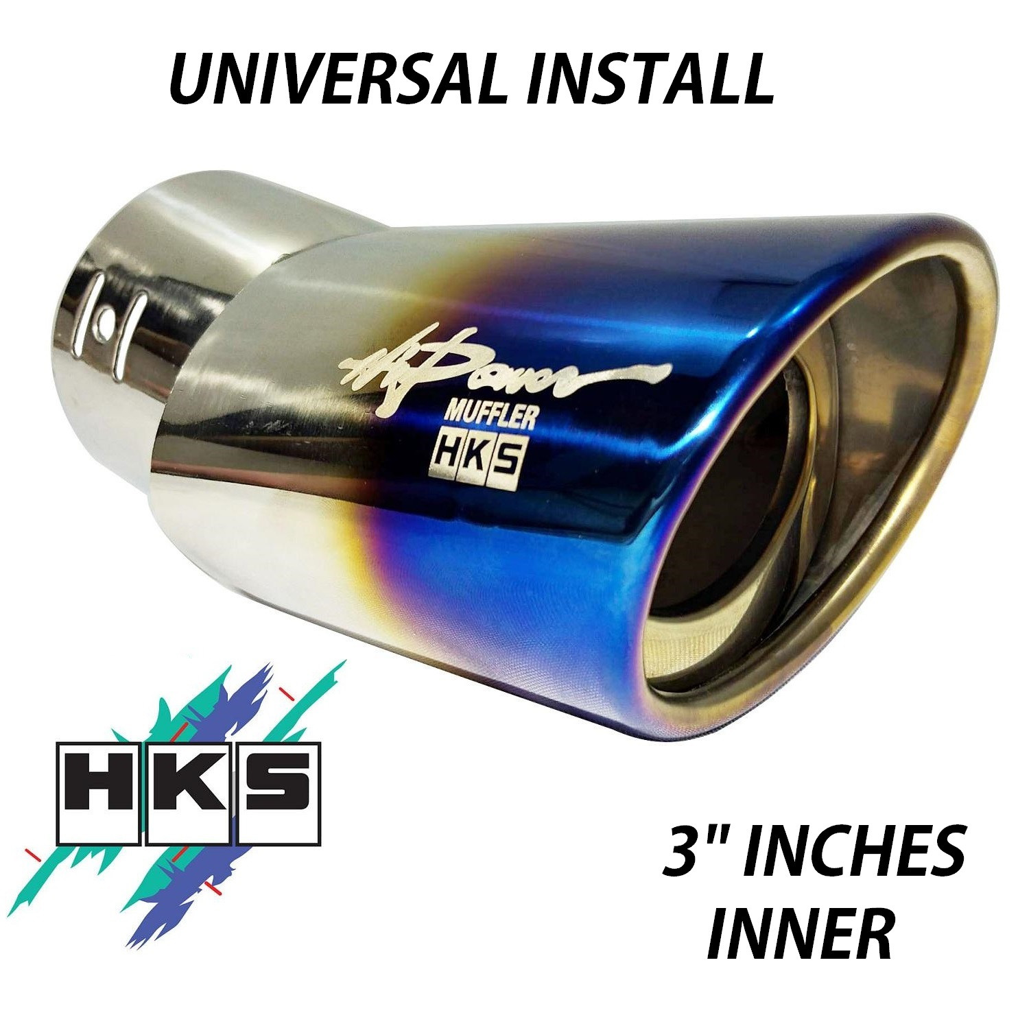 HKS 3" MUFFLER TIP Curved Universal for SUV VAN Pick UP 3.0 inches Inner