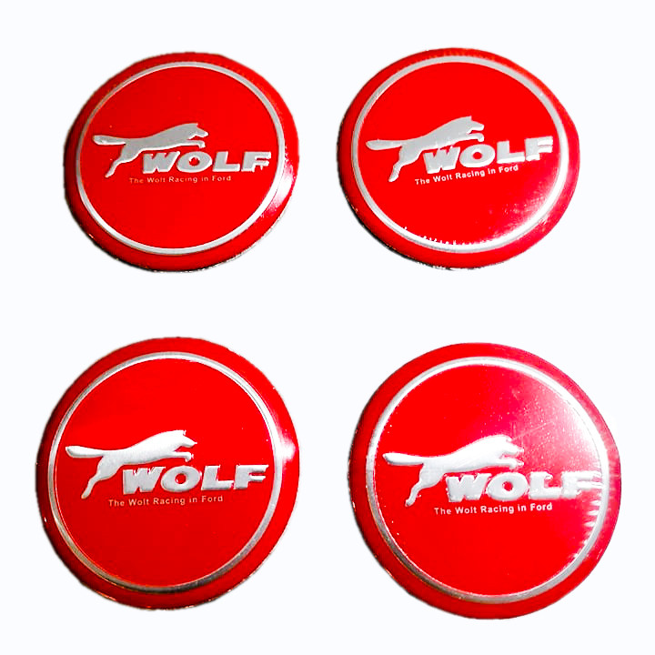 WOLF 4pcs Car Wheel Center Hub Cap Sticker Cover Metal Case 56mm Tire Mags Emblem Badge Decal