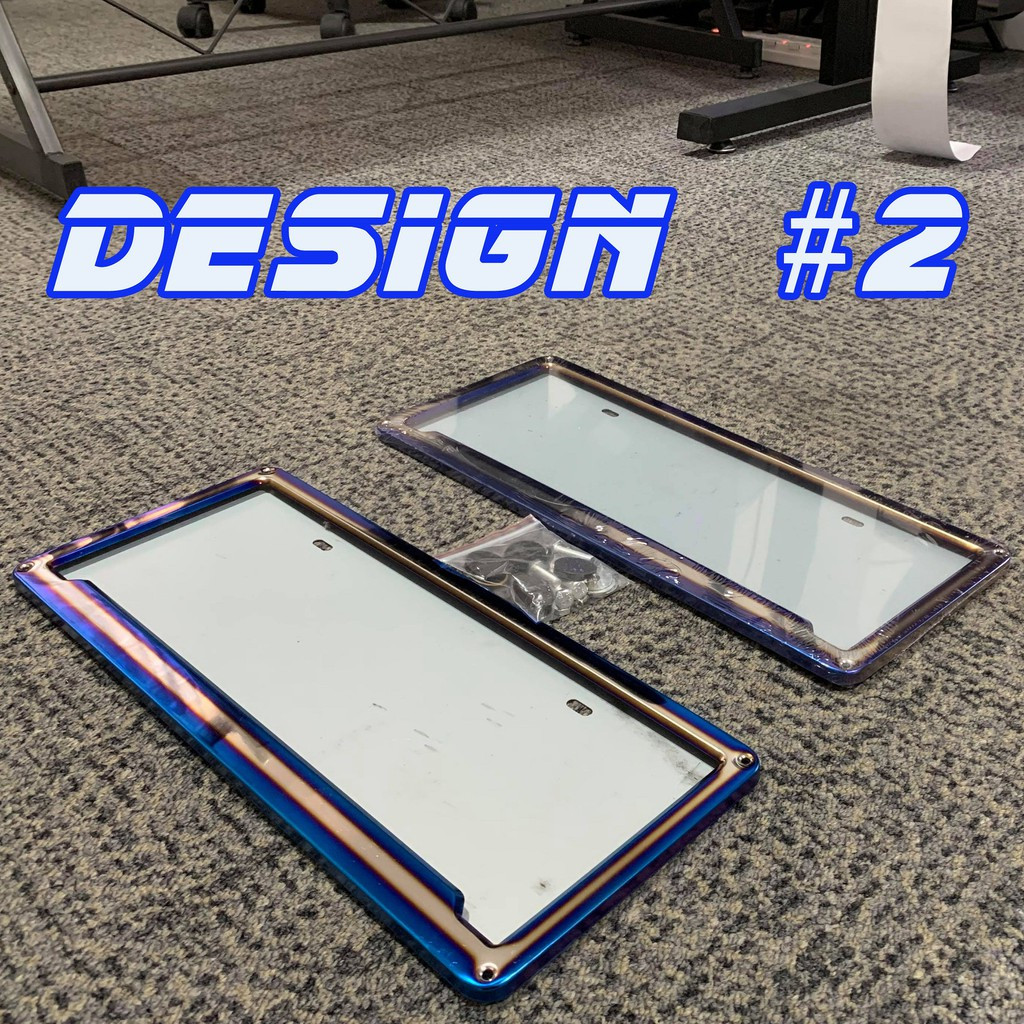 DESIGN #2 2pcs Aluminum Alloy Car License Plate Frame Tag Cover Holder With Screw Caps