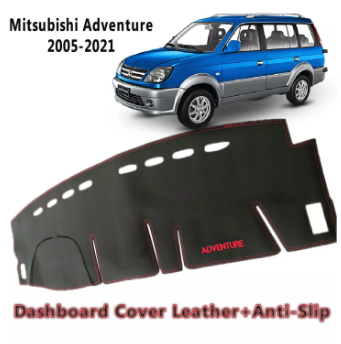 Mitsubishi Adventure 2005-2021 Dashboard Cover Leather Type Heavy Duty with Red Stitch Anti-Slip