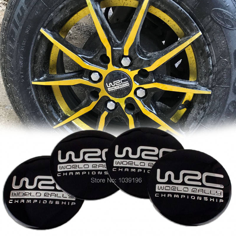 4PCS 56mm WRC World Rally Championship BLACK Car Center Cap Emblem Wheel sticker Hub Caps Mags 3D