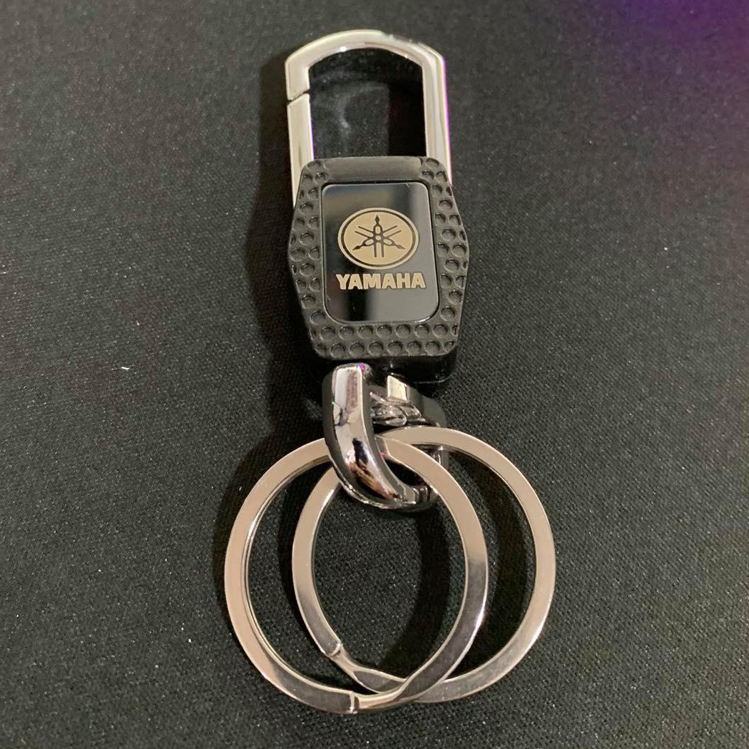 YAMAHA Double Ring Motorcycle Key chain Universal Aluminum Alloy Chrome Black Keychain