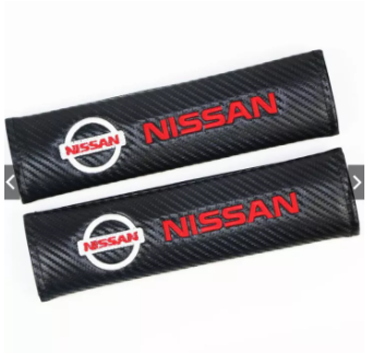 NISSAN 2pcs Car Seat Belt Shoulder Pad Carbon Fiber Sports Design Seat Belt Cover